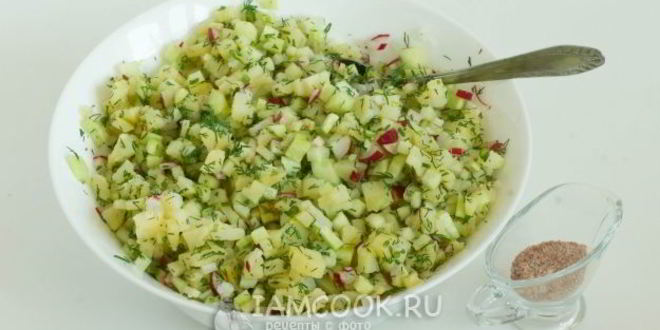 Рецепт вегетарианской окрошки на сыворотке