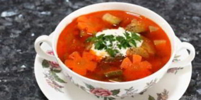 Рецепт быстрого овощной суп со свининой