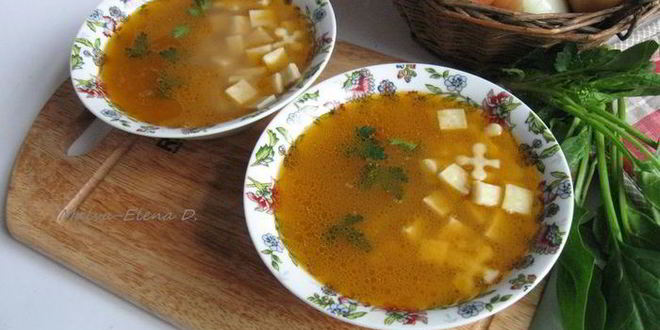 Рецепт итальянского овощной суп с пастой и зеленым горошком