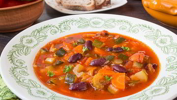 Рецепт Летнего овощной суп с красной фасолью