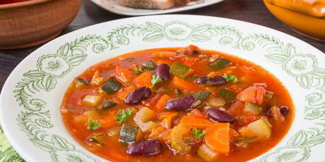 Рецепт летнего овощной суп с красной фасолью