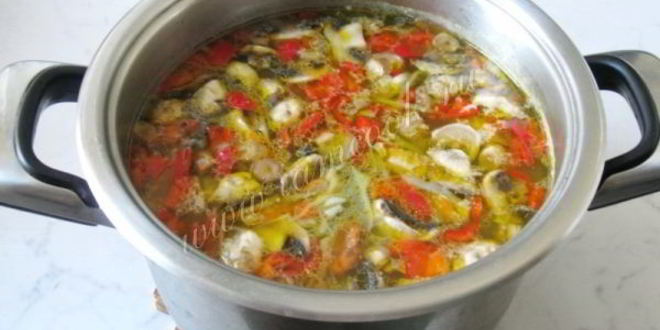 Рецепт овощного супа с грибами