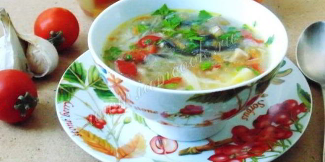 Рецепт овощного супа с грибами