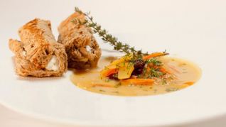 Рецепт Овощного супа с хлебными рулетиками