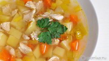 Рецепт Овощного супа с луком-пореем