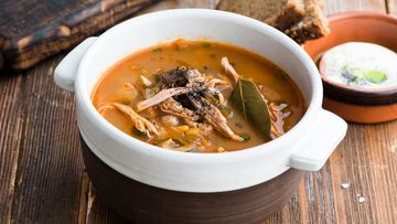 Рецепт Рассольника на утином бульоне с потрохами