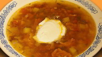 Рецепт Рассольника с телятиной и сушеными грибами