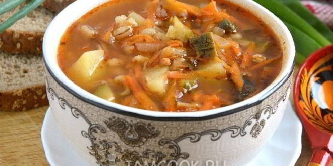 Рецепт вегетарианского рассольника с сушеными грибами