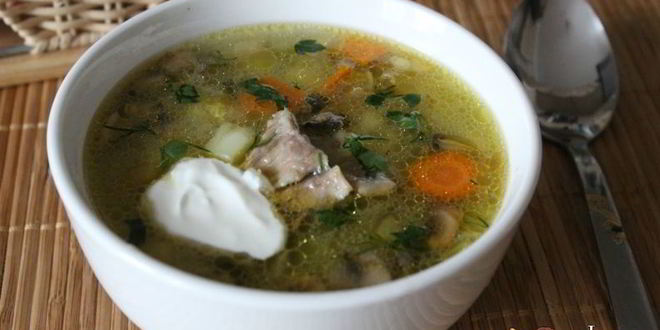 Рецепт вкуснейшего рассольника с шампиньонами на говяжьем бульоне