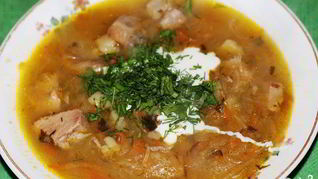 Рецепт Кислых щей с белыми грибами