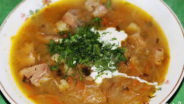 Рецепт Кислых щей с белыми грибами