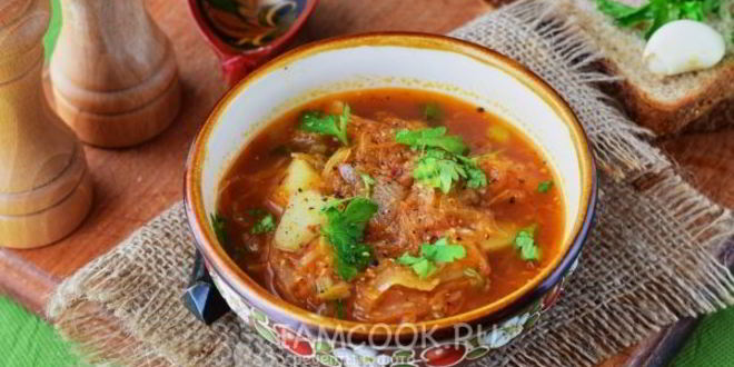 Рецепт постных щей из квашеной капусты