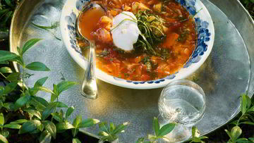 Рецепт Щей из молодой капусты с побегами чеснока