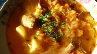 Рецепт Щей из свежей капусты с солеными помидорами