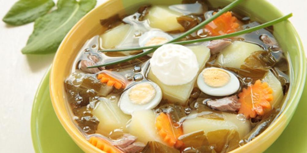 Как приготовить зеленые щи с щавелем и перепелиными яйцами