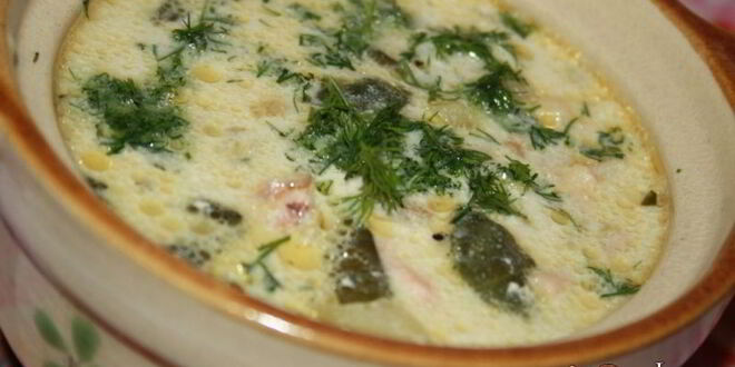 Рецепт сливочного супа с форелью, судаком и шпинатом