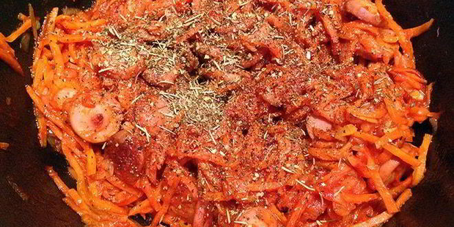 Рецепт капустной солянки с сосисками