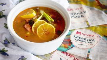 Рецепт Рыбной солянки с грибами и креветками