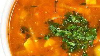 Рецепт Солянки по-вегетариански с шампиньонами и адыгейским сыром