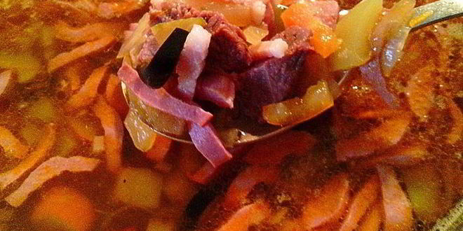 Рецепт солянки с печеным перцем