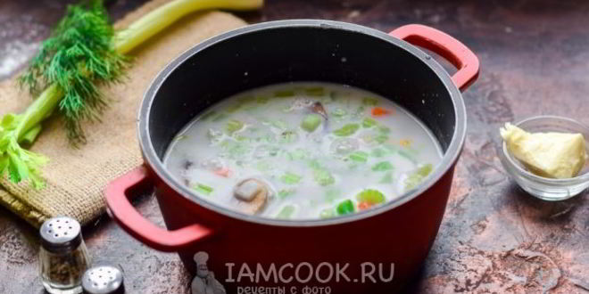 Рецепт супа-пюре из сельдерея и замороженных овощей со сливками