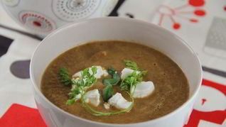 Рецепт Супа-пюре с запеченными баклажанами, помидорами и грибами