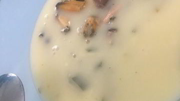 Рецепт Супа с мидиями и белорыбицей