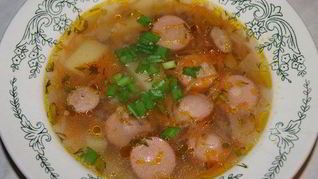 Рецепт Супа с сосисками и макаронами