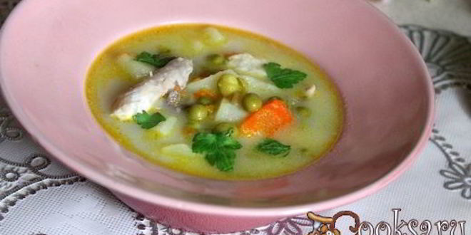 Рецепт супа с зеленым горошком, манкой и плавленным сыром