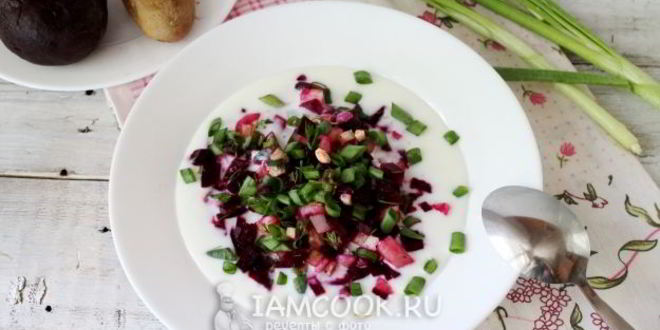 Рецепт классического холодного свекольника на кефире