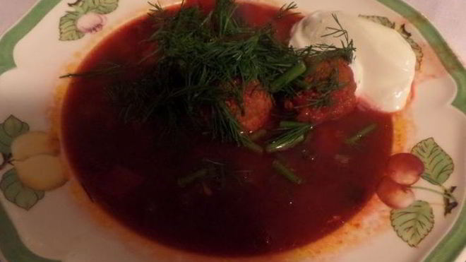 Рецепт Свекольного супа с фрикадельками