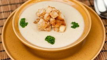 Рецепт Сырного супа из лесных грибов с крутонами