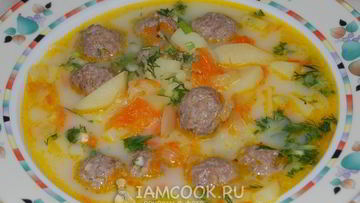 Рецепт Сырного супа с фрикадельками