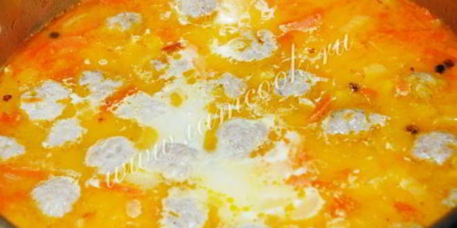 Рецепт сырного супа с фрикадельками