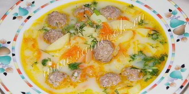 Рецепт сырного супа с фрикадельками