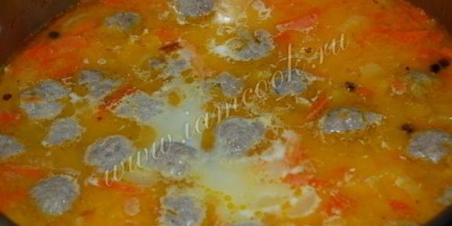 Рецепт сырного супа с фрикадельками