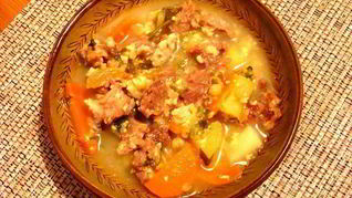 Рецепт Сырного супа с говяжьими ребрами