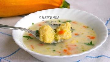 Рецепт Сырного супа с клецками из кабачка и сыра Джюгас