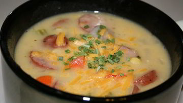 Рецепт Сырного супа с копченой колбасой