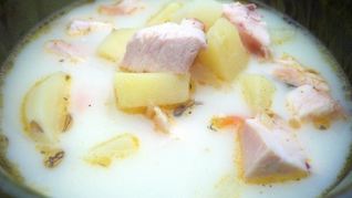 Рецепт Сырного супа с копченой курицей