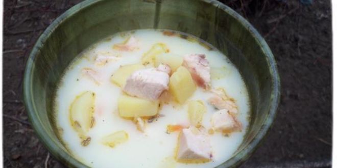 Рецепт сырного супа с копченой курицей