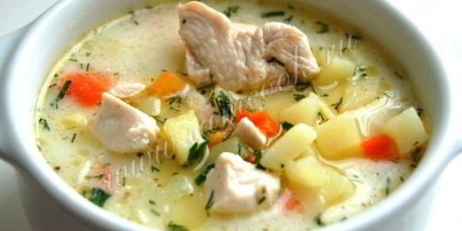 Рецепт сырного супа с куриной грудкой