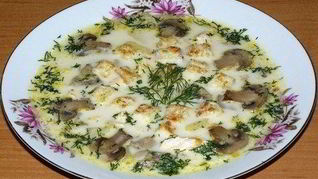 Рецепт Сырного супа с куриным филе и шампиньонами