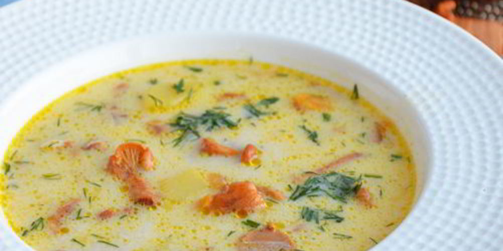 Как приготовить сырный суп с лисичками