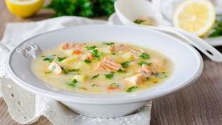 Рецепт Сырного супа с шпинатом и семгой