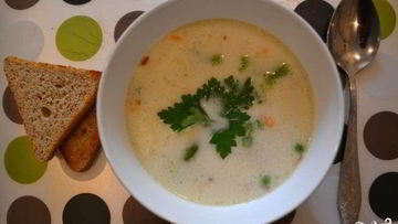 Рецепт Сырного супа с сосисками