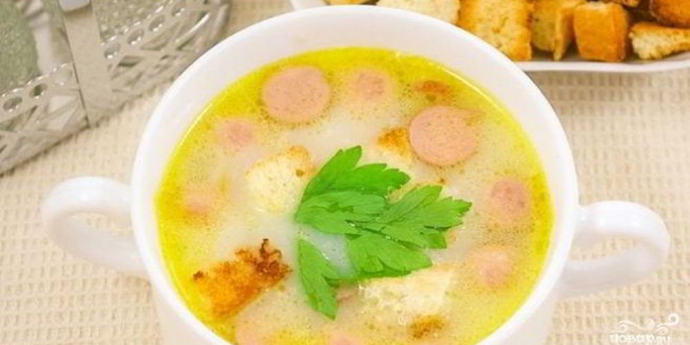 Как приготовить сырный суп с сосиской