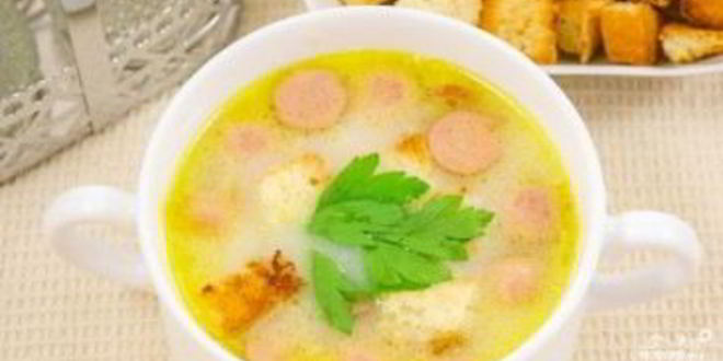 Рецепт сырного супа с сосиской