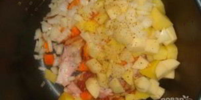 Рецепт сырного супа со свининой в мультиварке