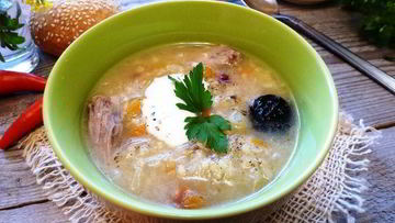 Рецепт Запорожского капустняка с уткой и копченым черносливом